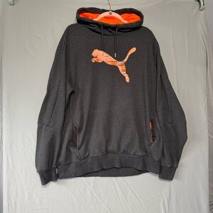 Puma Mens Gray Orange Hoodie Size XL Pullover Camping Hiking Fishing Cozy